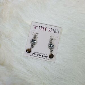NWT Peyote Bird Free Spirit Sterling Silver Dangle Earrings Hook Back 1.5"